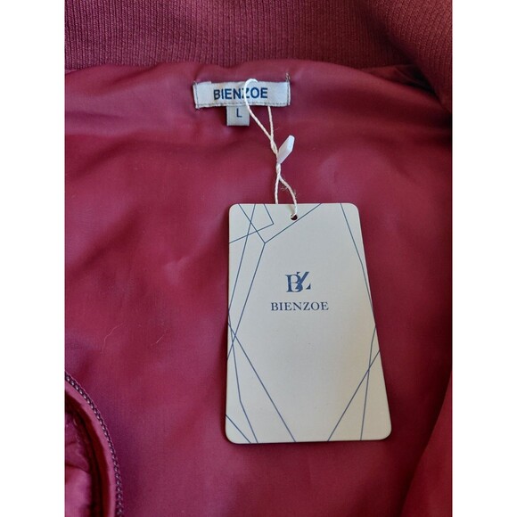 NWT Bienzoe Size L Burgundy Light-weight Quilted Full Zip Vest - Picture 5 of 9